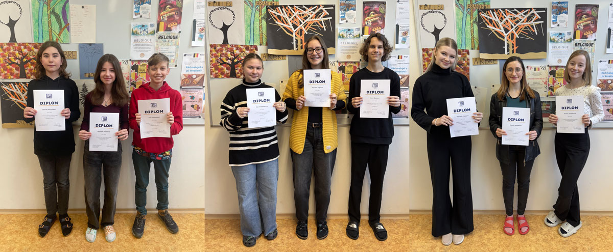 soutěžící ve školním kole konverzační soutěže ve francouzštině 