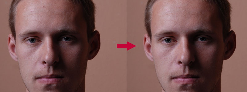 použití bodového retušovacího štětce na portrét