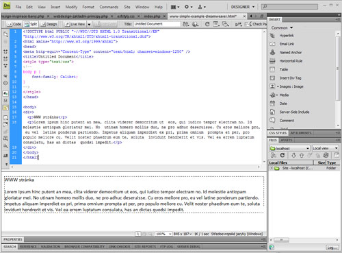 www stránka v dreamweaveru